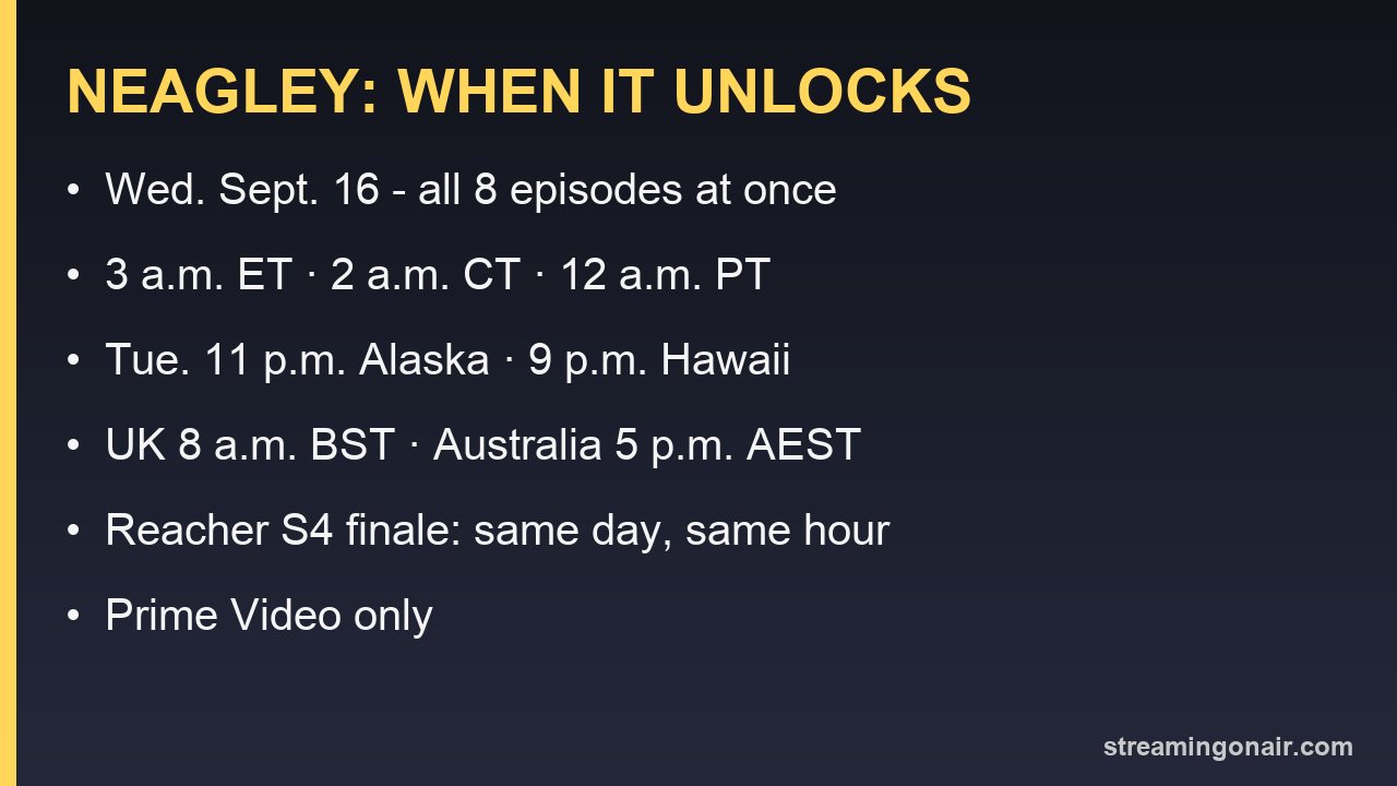 Card showing Neagley's Sept. 16 release time by time zone